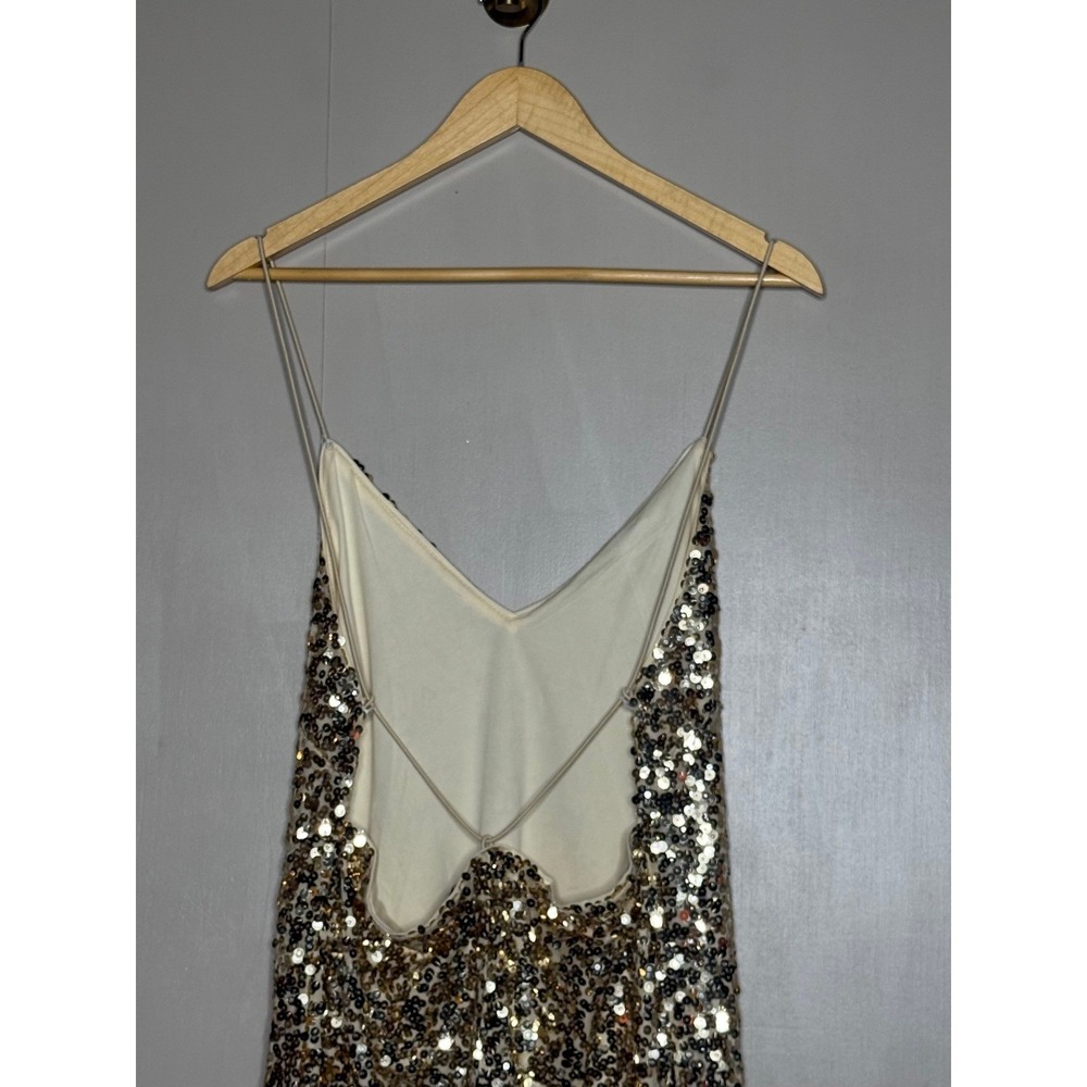 Lulus Gold Sequin Open Back Midi Dress Large Party Cocktail NYE - Picture 6 of 10